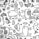 Tissu coton licorne coloriage