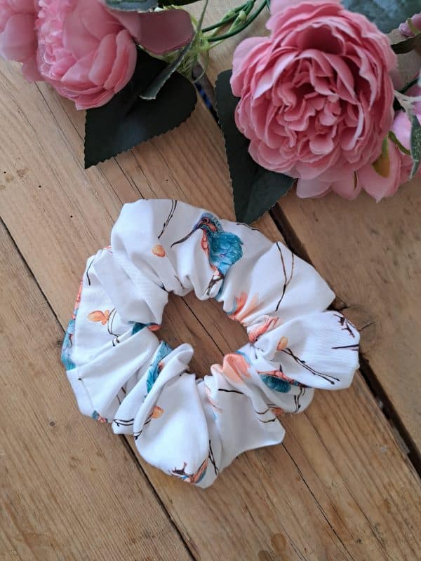 Chouchou scrunchie blue bird