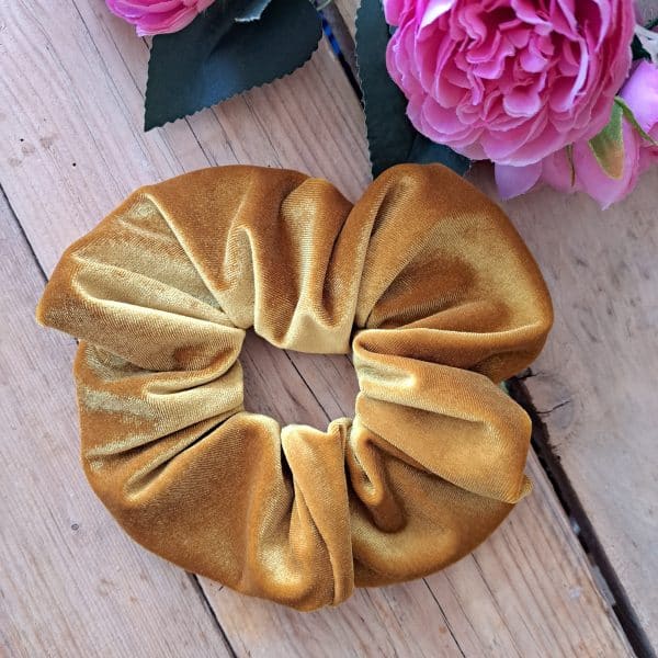 Chouchou scrunchie Velours moutarde