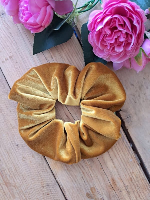 Chouchou scrunchie Velours moutarde