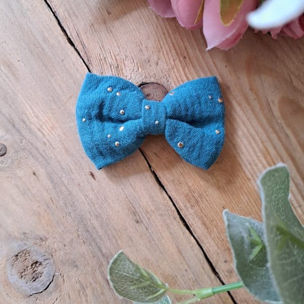 Barrette anti glisse double gaze petrole