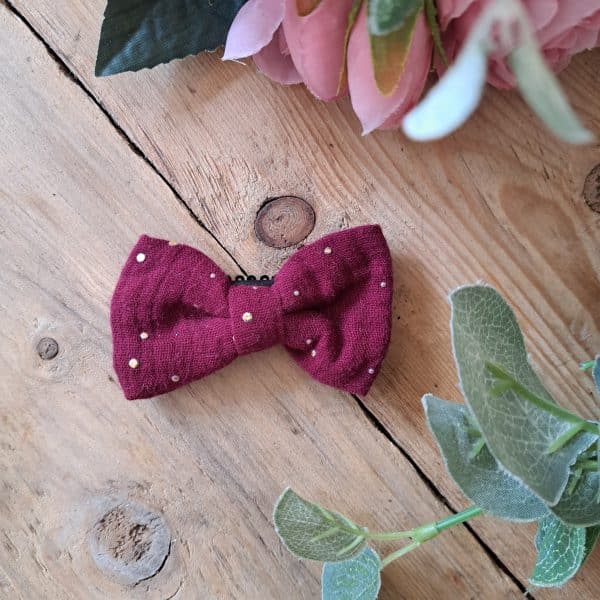 Barrette anti glisse double gaze lie de vin