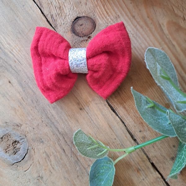 Maxi barrette double gaze rouge