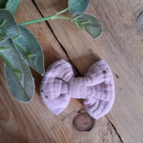 Barrette anti glisse double gaze mauve