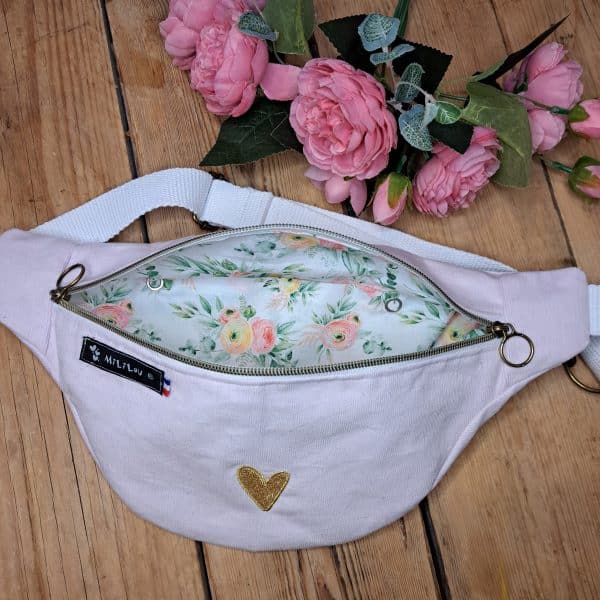 Banane velours rose poudré petit cœur – Image 2